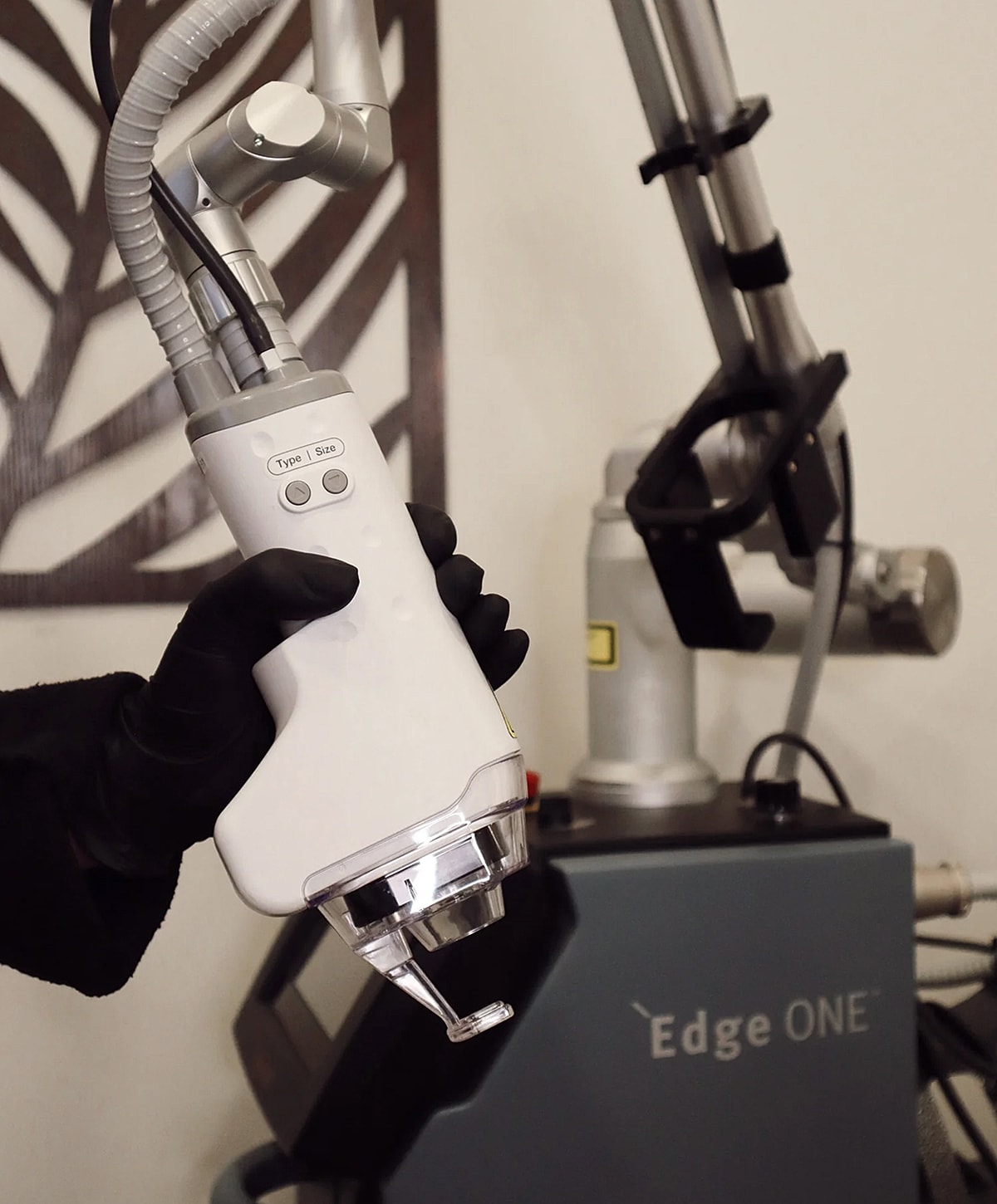 Woman receiving a skin treatment in a clinic.