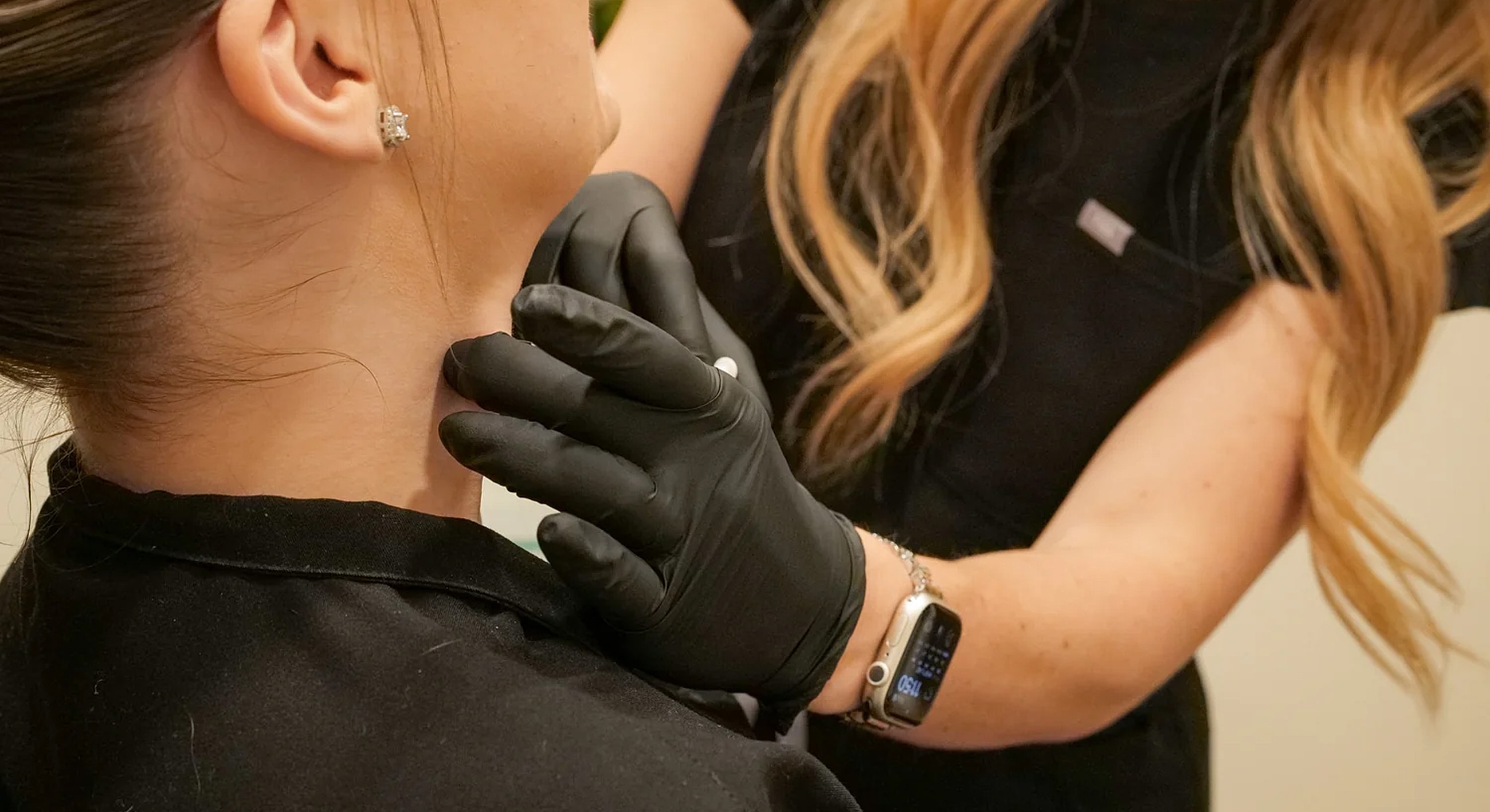 Professional skincare treatment in progress.